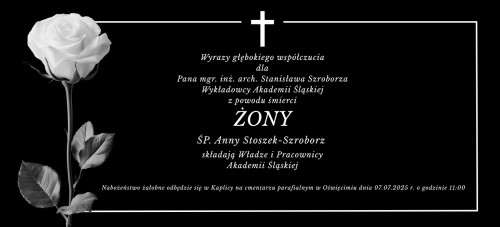 Kondolencje dla Pana mgr. inż. arch. Stanisława Szroborza