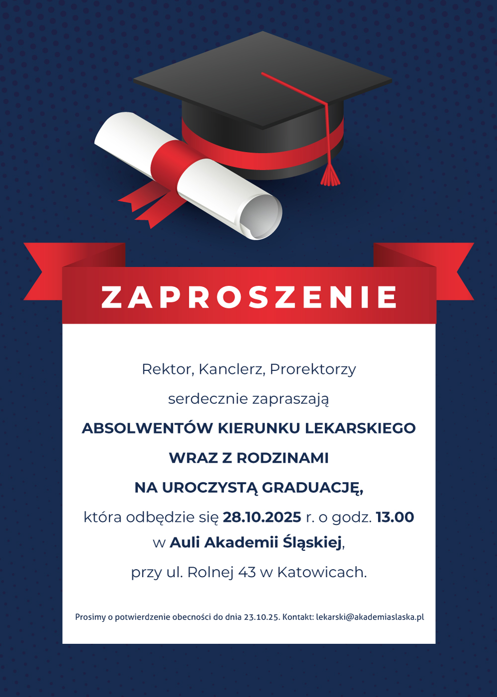 ZAPROSZENIE NA UROCZYSTOŚĆ GRADUACJI