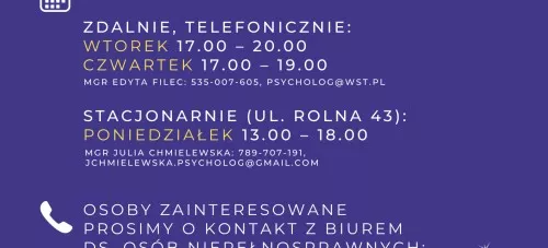 PUNKT WSPARCIA PSYCHOLOGICZNEGO DLA STUDENTÓW I PRACOWNIKÓW AKADEMII ŚLĄSKIEJ